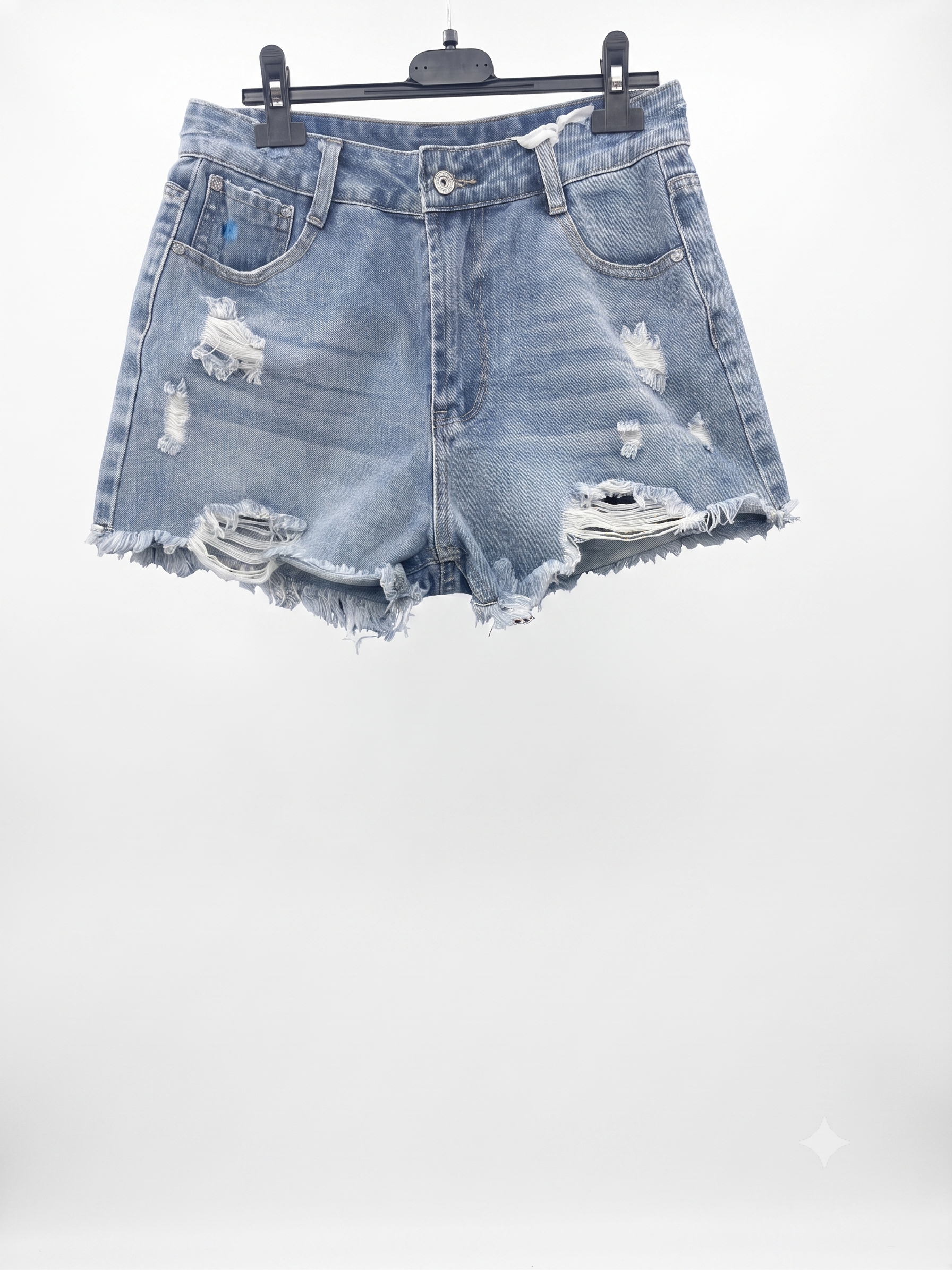 Bermuda jeans strappati con brillantini